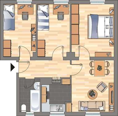 Foto - Wohnung zum Mieten in Wilhelmshaven 399,00 € 60.22 m²