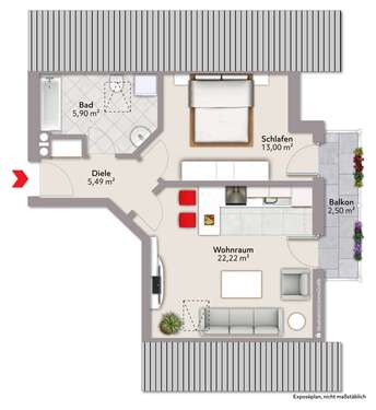 Foto - Wohnung zum Kaufen in Schwabmünchen 175.000,00 € 47.65 m²