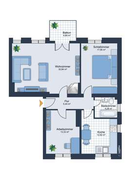 Foto - Wohnung zum Kaufen in Wiesbaden 398.000,00 € 88.61 m²