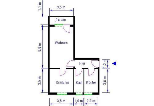 Foto - Wohnung zum Mieten in Magdeburg 306,96 € 51.16 m²
