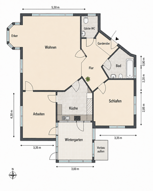Foto - Wohnung zum Mieten in Koblenz 1.050,00 € 91 m²