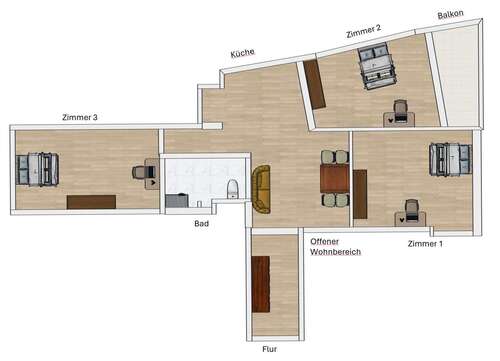 Foto - Wohnung zum Mieten in Bayern - Würzburg 1.200,00 € 73 m²