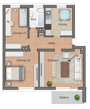 Foto - Wohnung zum Mieten in Siegen 650,00 € 72.58 m²