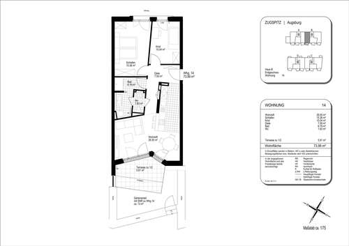 Foto - Wohnung zum Mieten in Augsburg 1.260,00 € 73.99 m²
