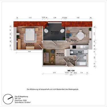 Foto - Wohnung zum Mieten in Magdeburg 645,00 € 54 m²