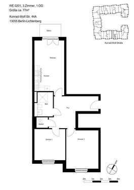 Foto - Wohnung zum Mieten in Berlin 537,88 € 76.84 m²