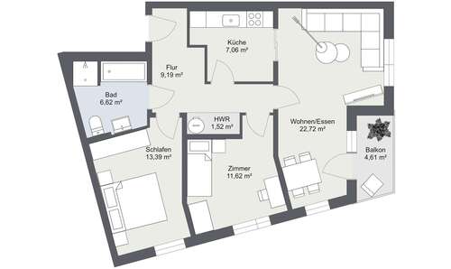 Foto - Wohnung zum Mieten in Neubrandenburg 437,28 € 72.88 m²