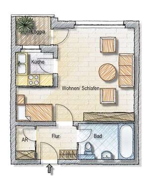 Foto - Wohnung zum Mieten in Lüneburg-Kaltenmoor 650,00 € 38.5 m²