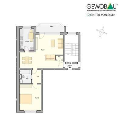 Foto - Wohnung zum Mieten in Essen 460,00 € 64.53 m²