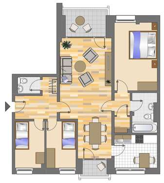 Foto - Wohnung zum Mieten in Düsseldorf 1.049,00 € 83.17 m²