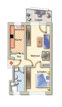 Foto - Wohnung zum Mieten in Freiberg 393,00 € 52.42 m²