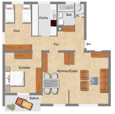 Foto - Wohnung zum Kaufen in Backnang 220.000,00 € 89.14 m²