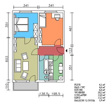 Foto - Wohnung zum Mieten in Freital 443,00 € 65.2 m²