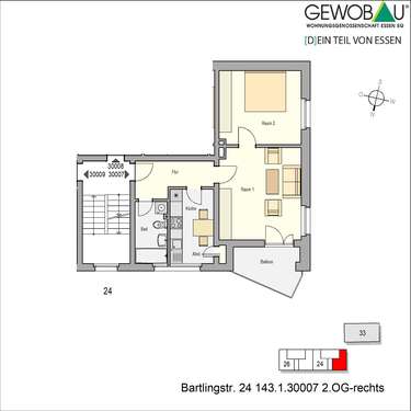 Foto - Wohnung zum Mieten in Essen 456,00 € 53.62 m²