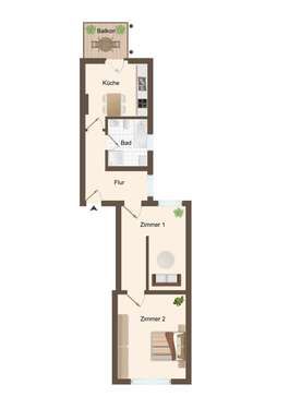 Foto - Wohnung zum Kaufen in Rostock 194.500,00 € 56.25 m²