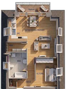 Foto - Wohnung zum Mieten in Landshut 1.099,00 € 65 m²