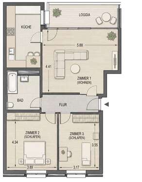 Foto - Wohnung zum Kaufen in Berlin 299.000,00 € 77.79 m²