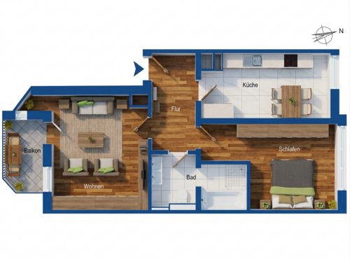 Foto - Wohnung zum Kaufen in Leipzig 176.000,00 € 61.3 m²