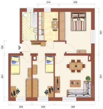 Foto - Wohnung zum Mieten in Doberlug-Kirchhain 400,79 € 69.03 m²