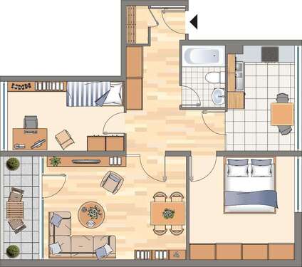 Foto - Wohnung zum Mieten in Dortmund 341,02 € 73.95 m²