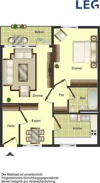 Foto - Wohnung zum Mieten in Düsseldorf 621,00 € 55.92 m²