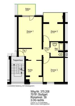 Foto - Wohnung zum Mieten in Stuttgart 880,00 € 86.49 m²