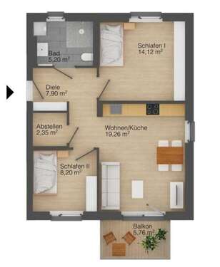 Foto - Wohnung zum Mieten in Ahrensfelde 1.138,29 € 59.91 m²