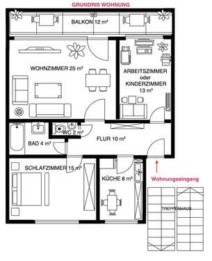 Foto - Wohnung zum Mieten in Tostedt (Kreis Harburg) 996,00 € 83 m²