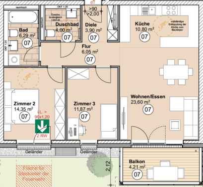 Foto - Wohnung zum Mieten in Düsseldorf 1.452,50 € 85 m²