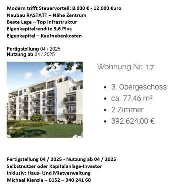 Foto - Wohnung zum Kaufen in Rastatt 392.624,00 € 77 m²