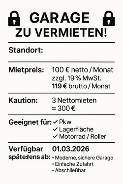 Foto - Garage zu vermieten in Düren 100,00 €