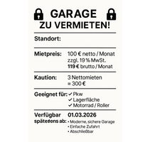Garage zu vermieten in Düren 100,00 €