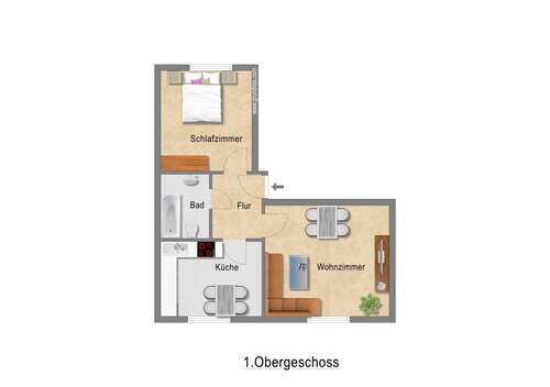 Foto - Wohnung zum Mieten in Essen 428,00 € 53.74 m²