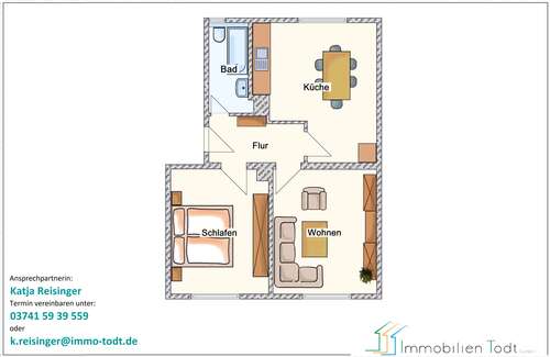 Foto - Wohnung zum Mieten in Zwickau 280,00 € 48.36 m²