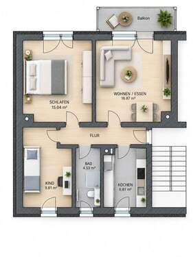 Foto - Wohnung zum Mieten in Thum 398,00 € 60.42 m²