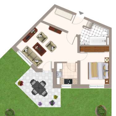 Foto - Wohnung zum Mieten in Leipzig - Lindenthal 510,00 € 53.5 m²