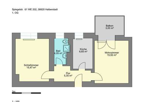 Foto - Wohnung zum Mieten in Halberstadt 363,00 € 52 m²