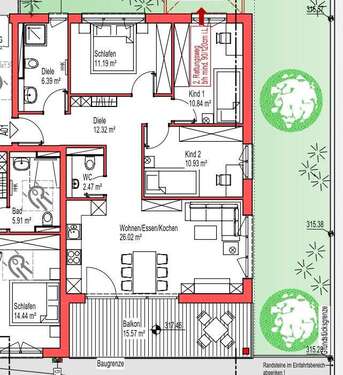 Foto - Wohnung zum Kaufen in Berglen 469.645,00 € 85.39 m²