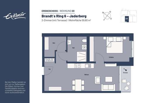 Foto - Wohnung zum Mieten in Jade 435,08 € 59.6 m²