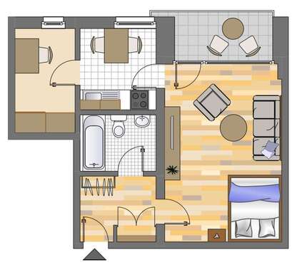 Foto - Wohnung zum Mieten in Düsseldorf 463,00 € 37.77 m²
