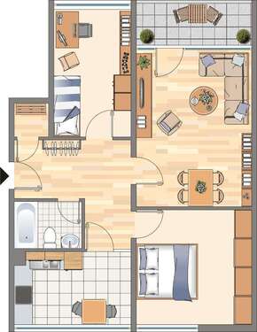 Foto - Wohnung zum Mieten in Dortmund 381,55 € 72.87 m²