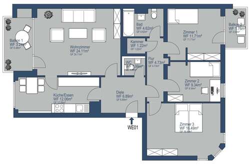 Foto - Wohnung zum Kaufen in Garching bei München 598.000,00 € 100.18 m²
