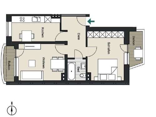 Foto - Wohnung zum Kaufen in Köln 399.000,00 € 54.71 m²