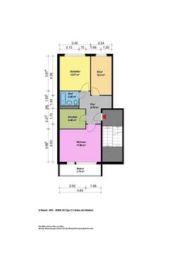Foto - Wohnung zum Mieten in Neubrandenburg 371,00 € 62.93 m²