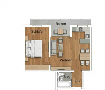 Foto - Wohnung zum Kaufen in Augsburg 190.000,00 € 45 m²