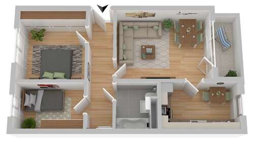 Foto - Wohnung zum Mieten in Rostock 433,00 € 57.7 m²