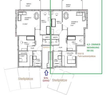 Foto - Wohnung zum Mieten in Bad Rappenau 1.200,00 € 95 m²