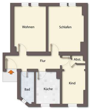 Foto - Wohnung zum Mieten in Halle 500,00 € 76.59 m²
