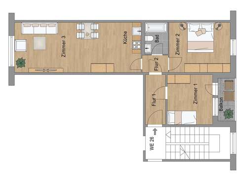 Foto - Wohnung zum Kaufen in Berlin 214.000,00 € 66.72 m²