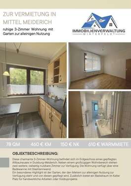 Foto - Wohnung zum Mieten in Duisburg 460,00 € 78 m²